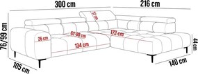 Narożnik PLAZA L Lewostronny z elektryczną regulacją siedziska w tkaninie APHRODITE 12 WERSAL