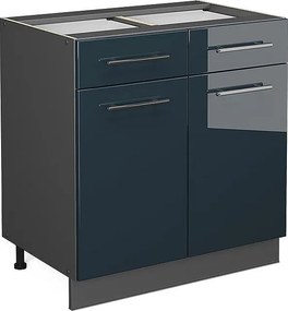 Szafka dolna do kuchni ciemnoniebieski wysoki połysk 80x51.6x82 fame-line