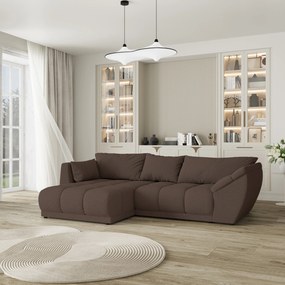 Masseno Narożnik ORENTI z funkcją spania i pojemnikiem na pościel Narozniki L, Rozkładana sofa - Brązowy, QUELLE 25
