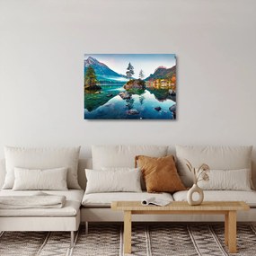 Obraz na szkle - Jezioro Hintersee, Alpy Bawarskie, Austria (70x50 cm)