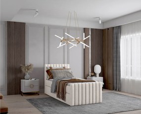 Łóżko kontynentalne boxspring DEMETER 80x200 cm w tkaninie FLOW 6 białej