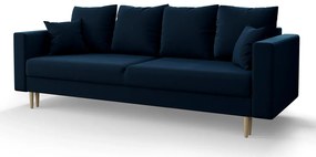 Granatowa sofa rozkładana z pojemnikiem - Adante
