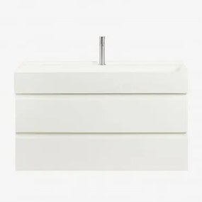 Zestaw Wiszących Mebli Łazienkowych Z Drewna I Forniru Jesionowego Zintegrowany Z Umywalką Ona - Sklum