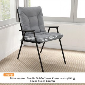 Outsunny Poduszki ogrodowe z oparciem i paskami, wodoodporne poduszki do wnętrz i na zewnątrz, jasnoszary | Aosom PL