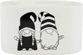 Świąteczna doniczka GNOME LOVE ceramiczna 19,5x11 cm, biała