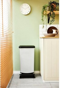 Plastikowy kosz na śmieci z pedałem w kolorze srebra 40 l Paso – Rotho