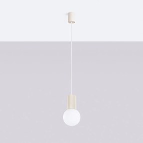 Lampa wisząca HALO 1 beżowa ryflowana  SOLLUX  LIGHTING