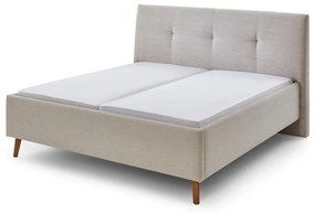 Beżowe tapicerowane łóżko dwuosobowe ze schowkiem i stelażem 180x200 cm Madea – Meise Möbel