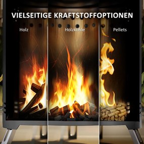 Outsunny Misa Ogniowa Ø16x25cm ze Stali Nierdzewnej z Pogrzebaczem, Bezdymne Palenisko Szare