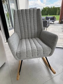 Fotel wypoczynkowy bujany do salonu, sypialni, na płozach tkanina beż, FW6