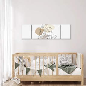Obraz - Beżowe kwiaty z motylem N⁰1 (170x50 cm)