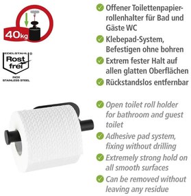 Samoprzylepny uchwyt na papier toaletowy ze stali nierdzewnej w kolorze matowej czerni Orea – Wenko