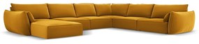 Musztardowy aksamitny narożnik (prawostronny/w kształcie litery U) Vanda – Mazzini Sofas