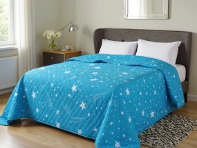 Narzuta na łóżko ze wzorem NOČNÍ OBLOHA HEXAGON, turkusowy Rozmiar: 170 x 210 cm
