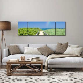 Obraz - Krajobraz i tęcza (170x50 cm)