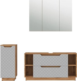 Zestaw mebli łazienkowych dąb/szary ze strukturą płytek 119.2x35x62.5 lotta