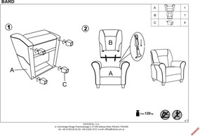 Rozkładany fotel wypoczynkowy na drewnianych nóżkach Bard