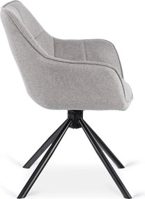 Krzesło Tapicerowane Obrotowe PEONY 2 Szare Nowoczesne Loft