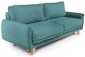 Turkusowa sztruksowa rozkładana sofa 218 cm Tori – Bonami Selection
