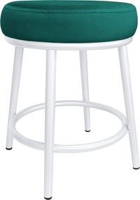 Taboret Ben tkanina Welur stelaż metalowy STOŁEK LOFT : Kolor Stelaża - Biały, Kolor tkaniny - VELVET - MG20, Typ tkaniny - Velvet