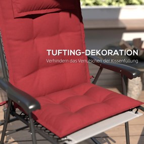 Outsunny Zestaw 2 odpornych na wodę poduszek na leżak ogrodowy 50x116x5 cm, Bordowy