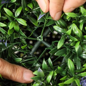 HOMCOM Zestaw 2 Sztucznych Roślin w Kształcie Kulki, UV-odporne, Sztuczne Rośliny do Domu i na Zewnątrz, 42 cm, Zielony+Fiolet