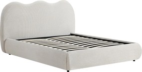 Łóżko ze skrzynią 180 x 200 cm – Tkanina teksturowana – Beżowy – OBALESA