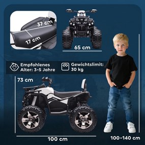 HOMCOM Elektryczny quad dla dzieci, prędkość 3-8 km/h, czas jazdy 45 min, reflektor LED, odtwarzacz muzyczny USB, dla dzieci 3-5 lat | Aosom PL