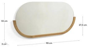 Lustro ścienne z drewnianą ramą 96x55 cm Rokia – Kave Home