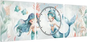 Obraz - Syreny (z zegarem) (90x30 cm)