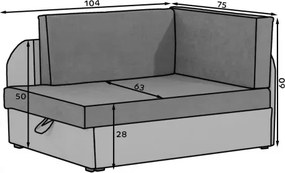 Mała rozkładana sofa ROSA, brązowa/beżowa