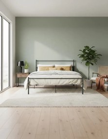 Szare metalowe łóżko dwuosobowe 160x200 cm F0-C13