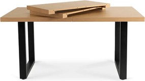 Stół Prostokątny Rozkładany EDWIN 160-260 cm Dąb Złoty/Czarny do Jadalni Nowoczesny Loft