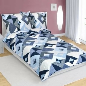 Bellatex Bawełniana pościel Geometria niebieska,140 x 200 cm, 70 x 90 cm