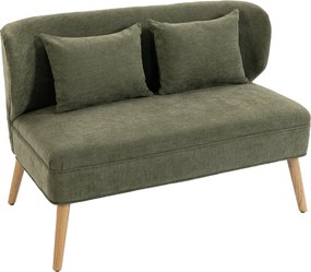 HOMCOM Sofa 2-osobowa, mała sofa z chenille z profilowanym oparciem, grubym siedziskiem, nogi z drewna kauczukowego, Ciemnogrün | Aosom PL