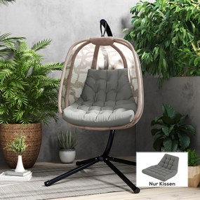 Outsunny Poduszka na siedzenie zewnętrzne, Poduszka do kosza wiszącego i krzeseł bujanych, Poduszka do zewnętrznego użytku, Szara