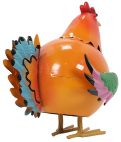Kolorowa figurka metalowy kogut, 21 x 25 x 28 cm