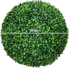 HOMCOM Zestaw 2 bukszpanów, Sztuczne Rośliny, Zestaw 2szt, Okrągłe, 40 cm x 40 cm x 40 cm, Zielony