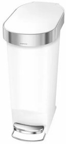 Simplehuman Wąski kosz pedałowy 40 l, biały