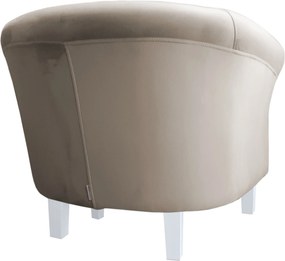 Fotel Milo tkanina Welur wygodny fotel tapicerowany do salonu i sypialni : Kolor nogi - Biała, Kolor tkaniny - VELVET - MG09, Wysokość nogi - 15 cm