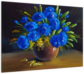 Obraz niebieskich kwiatów w wazonie (70x50 cm)
