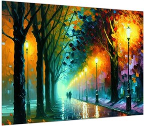 Obraz na szkle - Nocny spacer (70x50 cm)