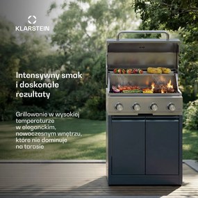 Klarstein WaldChef 4 Palniki 12,8kW Grill Gazowy do Zabudowy Antracyt