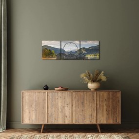 Obraz jeziora (z zegarem) (90x30 cm)