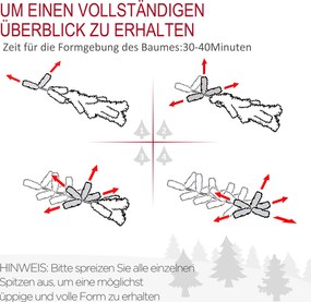 HOMCOM Drzewko Bożonarodzeniowe, Sztuczny świerk, realistyczny wygląd, szybki montaż, Tworzywo sztuczne, Zielony, 120 x 120 x 180cm