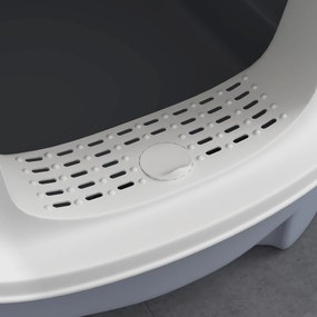 PawHut Kuweta z pokrywą wejście od góry łopatka wysuwana taca dla kotów do 4,5 kg, 40,5x52,5x42,5 cm Szara | Aosom PL