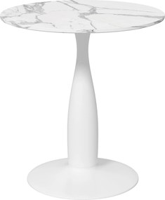 HOMCOM Stół jadalny okrągły, stal powlekana proszkowo, MDF z melaminą, nieruchome nogi, 70 x 74 cm, Biały