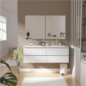Podwójna szafka pod umywalkę 120 cm z ceramicznym blatem, kranami i lustrami SORRENTO