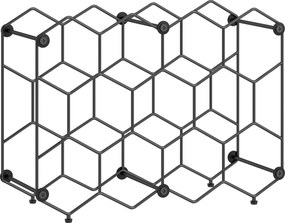 HOMCOM Stojak na wino na 13 butelek z designem plastra miodu, regulowanymi nóżkami, zabezpieczeniem przed przewróceniem, metalowy, 43 x 15,5 x 31 cm, czarny | Aosom PL