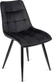 Krzesło Tapicerowane do Jadalni RIO Czarne Welurowe Nowoczesne Loft